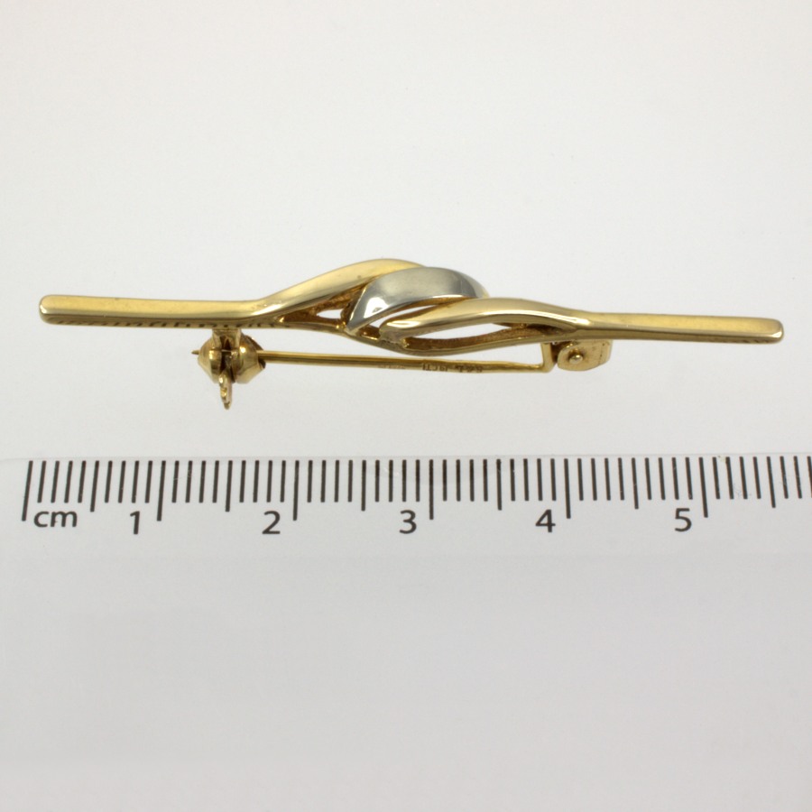 9ct Gold 2-Tone Bar Brooch